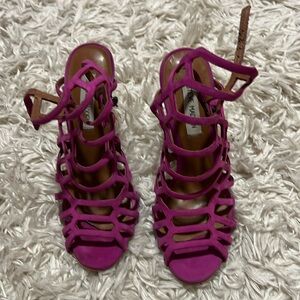 Leather sandals suede heels by Steve Madden